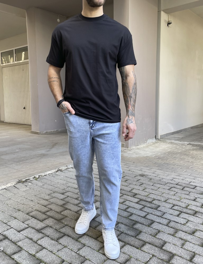 Ανδρική μαύρη κοντομάνικη μπλούζα Oversized TST0426 φωτογραφία